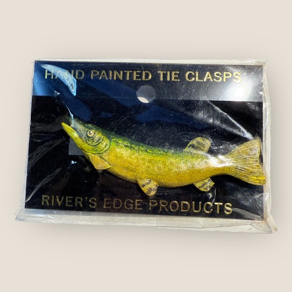 Hand Painted Pike Fish Tie Clasp By Rivers Edge Products Father's Day Gift